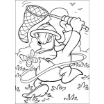 Dibujo para colorear Colorear a donald atrapando una mariposa