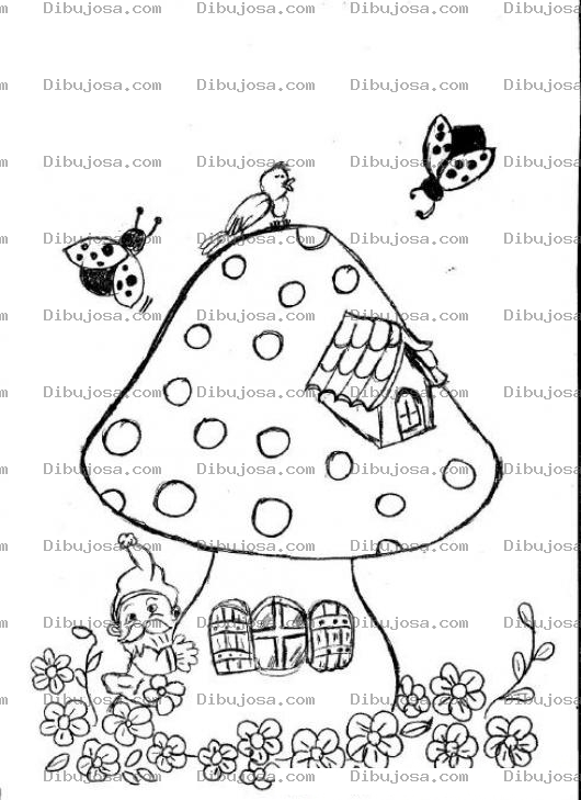 Dibujo para colorear Colorear Casita De Hongo