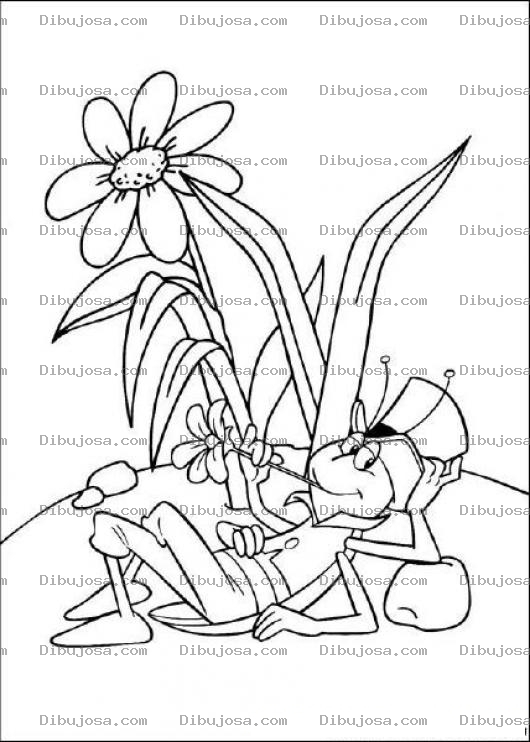 Dibujo para colorear Grillo Descansando Para Colorear