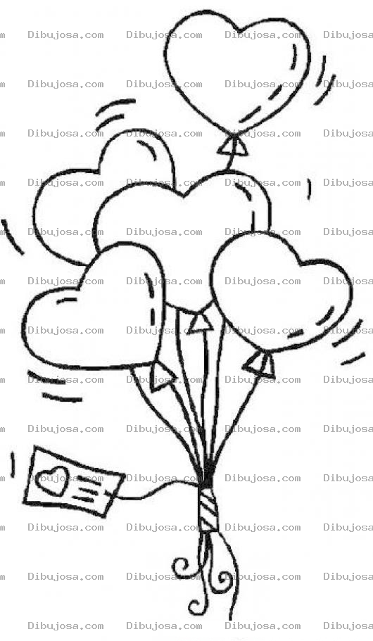 Dibujo para colorear Arreglo De Globos De Corazones Para Colorear Y Pintar