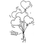 Dibujo para colorear Arreglo De Globos De Corazones Para Colorear Y Pintar