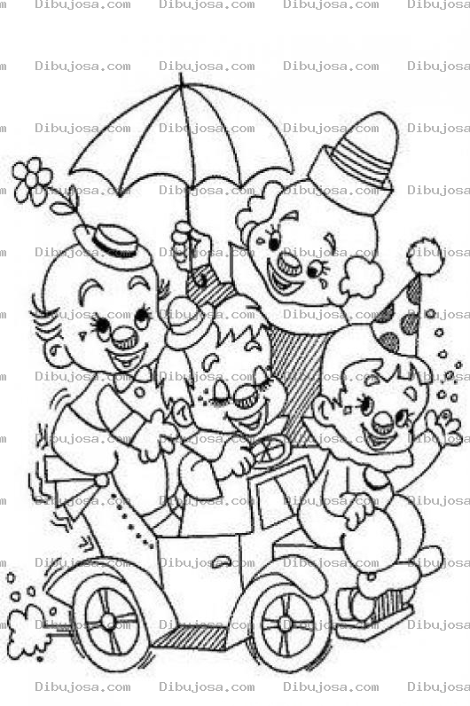 Dibujo para colorear Payasos En Carrito Para Colorear