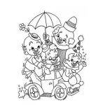 Dibujo para colorear Payasos En Carrito Para Colorear