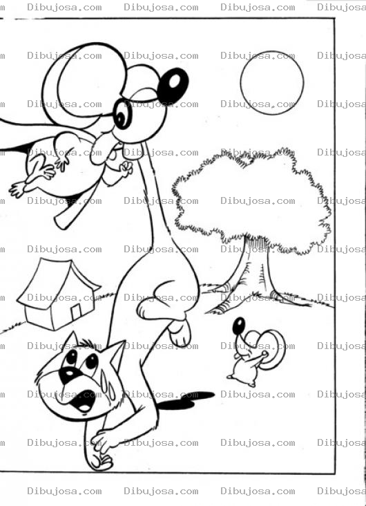 Dibujo para colorear Colorear Super Raton Castigando A Un Gato
