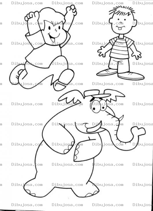 Dibujo para colorear Colorear Ninos Con Un Elefante