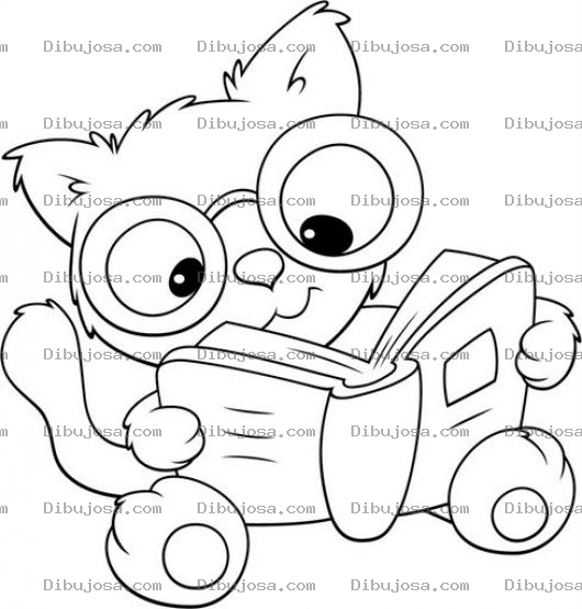 Dibujo para colorear Colorear Gato Estudioso