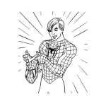 Dibujo para colorear Colorear A Peter Parker Poniendose El Traje De Spiderman
