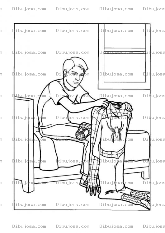 Dibujo para colorear Colorear El Traj Del Hombre Arana