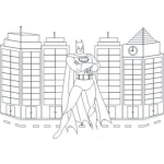 Dibujo para colorear Colorear A Batman Cuidando La Ciudad
