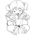 Dibujo para colorear Colorear Nena Con Utiles Escolares