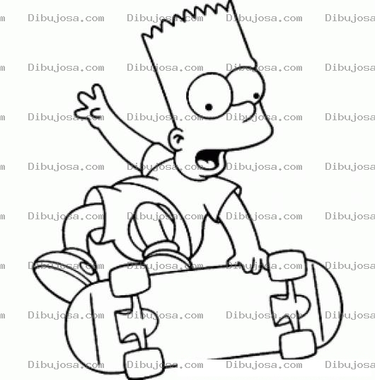 Dibujo para colorear Colorear A Bart Simpson En Patineta