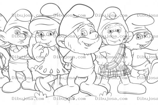 Dibujo para colorear Colorear A La Familia De Los Pitufos