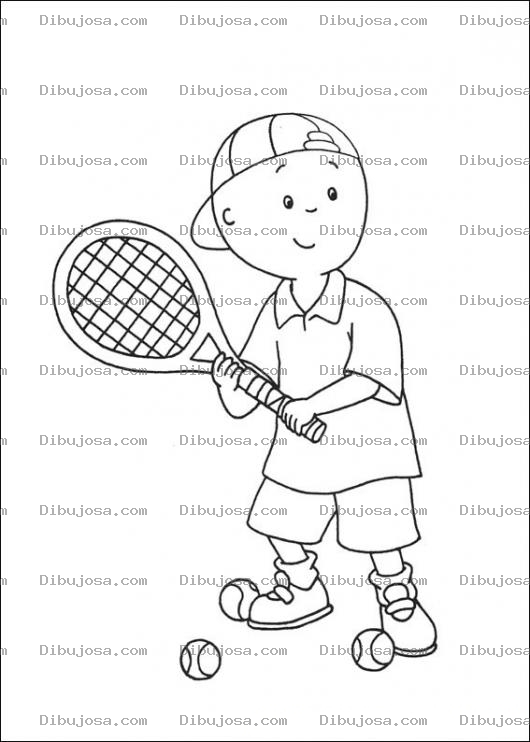 Dibujo para colorear Caillou Jugando Tennis