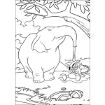 Dibujo para colorear Colorear un Elefante mojando al pato donalddon