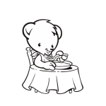Dibujo para colorear Colorear Osito Tomando Sopa