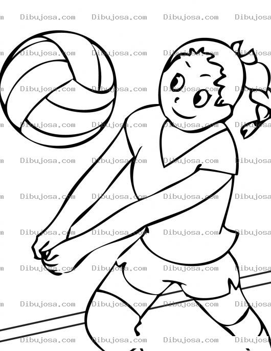 Dibujo para colorear Colorear Chica Jugando Volleyball