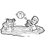 Dibujo para colorear Colorear Novios Jugando Pelota En El Agua