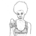 Dibujo para colorear Dibujo De Erykah Badu Con Pelo Afro Y Comiendo Helado Para Pintar Y Colorear