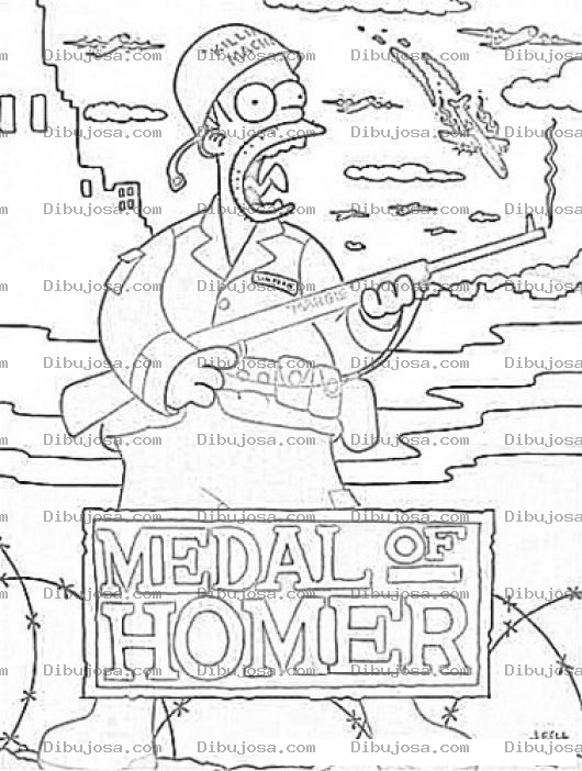 Dibujo para colorear Dibujo De Homero En La Prtada De Medal Of Honor Para Colorear