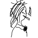 Dibujo para colorear Mujer Fumando Vang Gogh Para Colorear