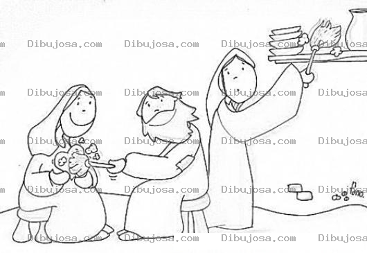 Dibujo para colorear Jesus Con Marta Y Su Hermana Para Pintar Y Colorear