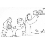 Dibujo para colorear Jesus Con Marta Y Su Hermana Para Pintar Y Colorear