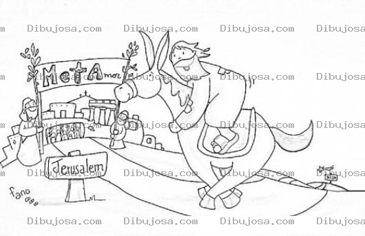Dibujo para colorear Dibujo De Jesus En El Dominigo De Ramos Para Pintar Y Colorear