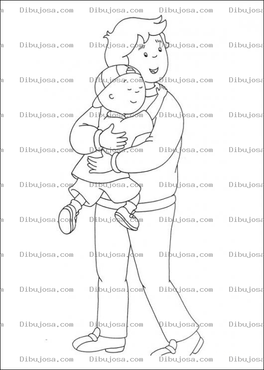 Dibujo para colorear Caillou y su papa