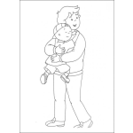 Dibujo para colorear Caillou y su papa