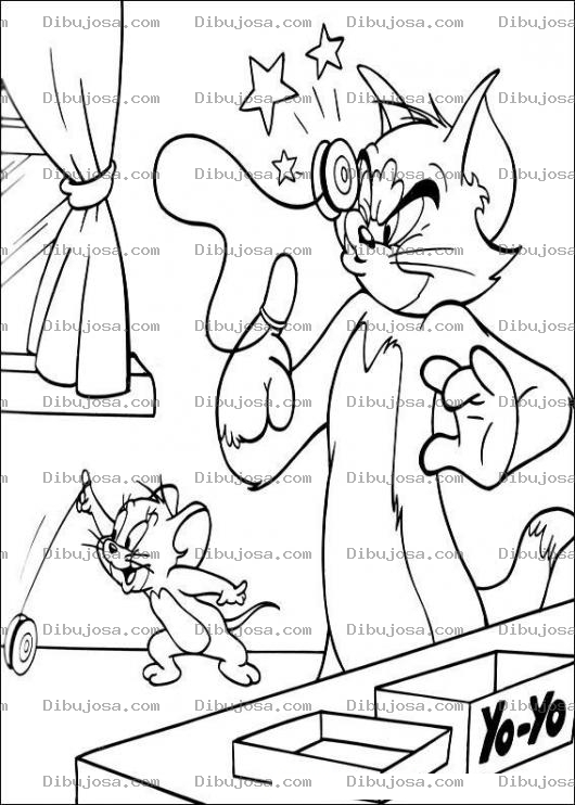 Dibujo para colorear Colorear a tom y jerry jugando yoyo