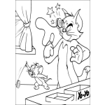 Dibujo para colorear Colorear a tom y jerry jugando yoyo