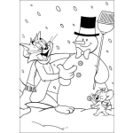 Dibujo para colorear Colorear al hombre de nieve con tom y jerry