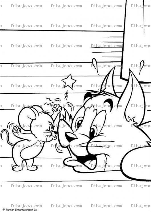 Dibujo para colorear Jerry jalando el bigote a tom