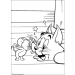 Dibujo para colorear Jerry jalando el bigote a tom