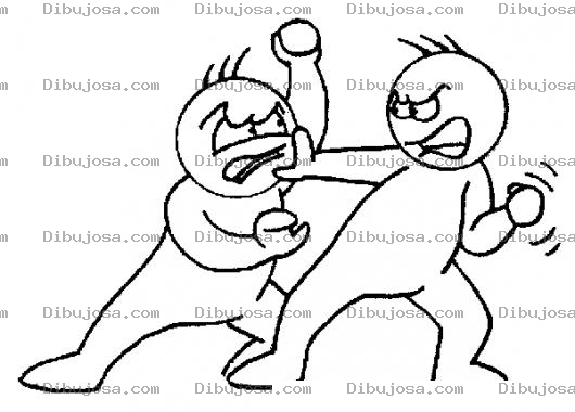Dibujo para colorear Dibujo De Una Pelea A Golpes Para Pintar Y Colorear