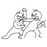 Dibujo para colorear Dibujo De Una Pelea A Golpes Para Pintar Y Colorear