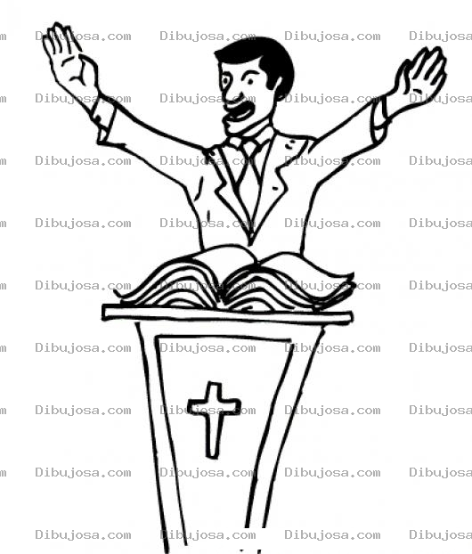 Dibujo para colorear Dibujo De Un Pastor Evangelico Predicando En La Iglesia Para Pintar Y Colorear
