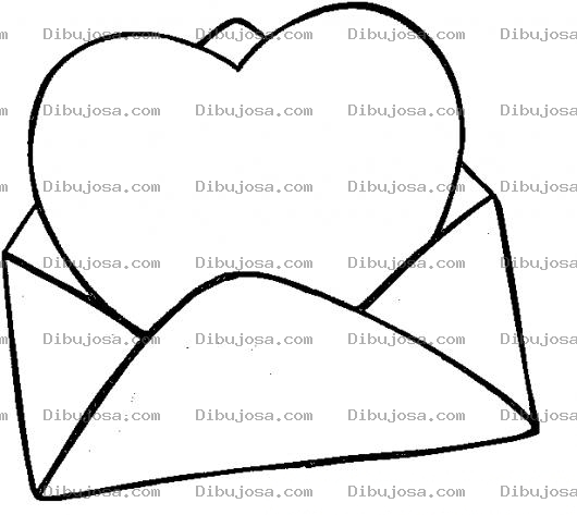 Dibujo para colorear Corazon En Un Sobre Para Pintar Y Colorear Con Una Dedicatoria Amorosa
