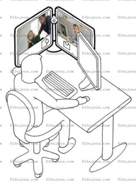 Dibujo para colorear Dibujo De Un Operador De Computadoras Para Pintar Y Colorear