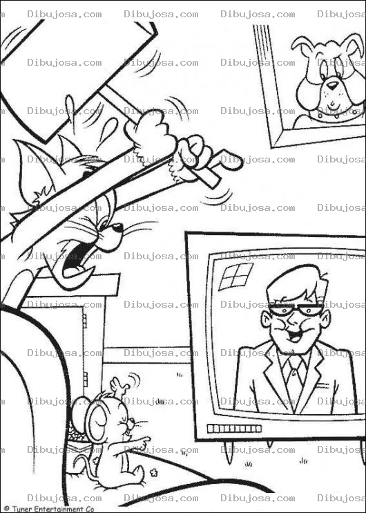Dibujo para colorear Colorear a Jerry viendo tele