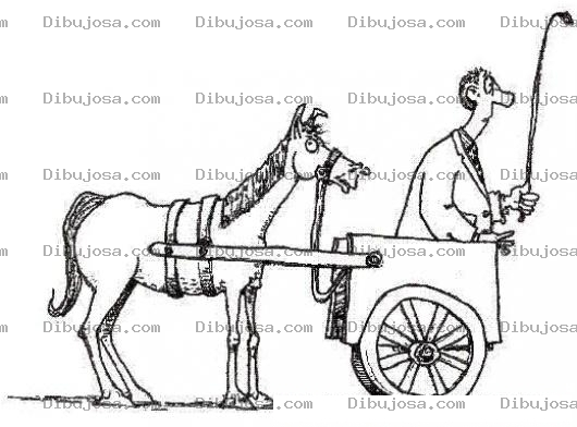 Dibujo para colorear Dibujo De Un Caballo Y Una Carroza Alrevez Para Colorear