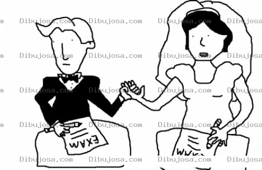 Dibujo para colorear Colorear Novios Firmando Acta De Matrimonio