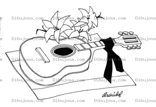 Dibujo para colorear Guitarra De Luto Para Pintar Y Colorear