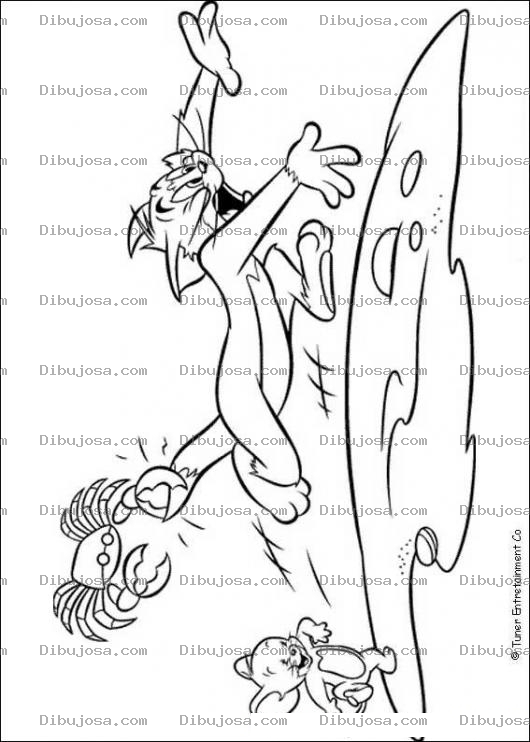 Dibujo para colorear Dibujo de Tom mordido por un cangrejo