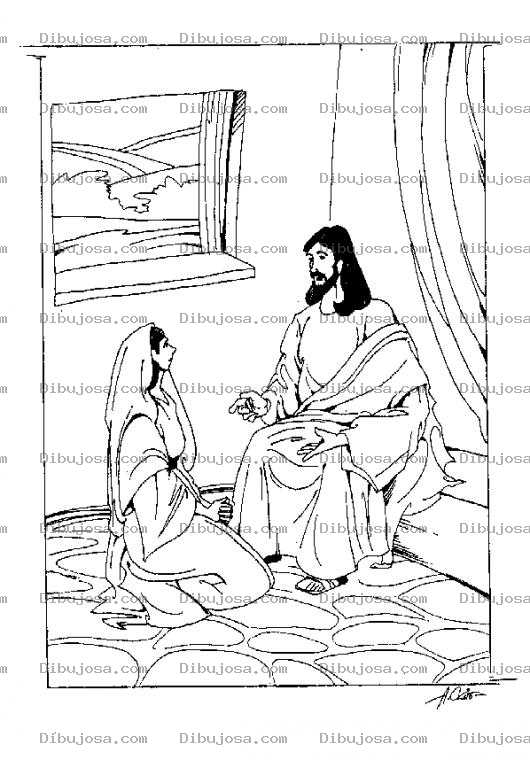 Dibujo para colorear Dibujo De Jesus Hablando Con Una Mujer Para Colorear