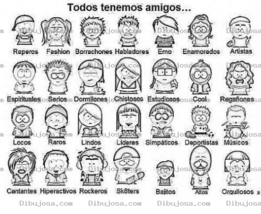Dibujo para colorear Tipos De Amigos Para Pintar Y Colorear Amigos De Facebook