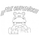 Dibujo para colorear Tarjeta De Felix Cunpleanos De Hipopotamo Para Pintar Y Colorear
