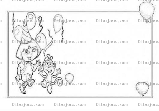 Dibujo para colorear Tarjeta De Dora Exploradora Para Pintar Y Colorear