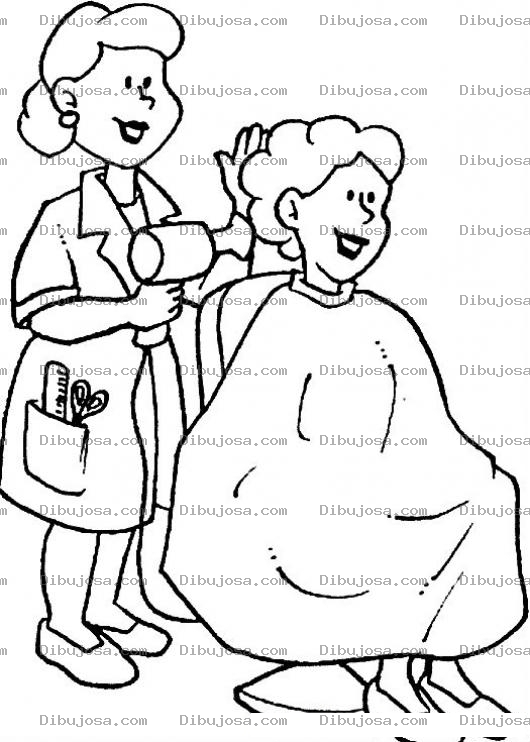 Dibujo para colorear Colorear Estilista Peluquera Secando El Pelo En Su Salon De Belleza