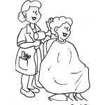 Dibujo para colorear Colorear Estilista Peluquera Secando El Pelo En Su Salon De Belleza